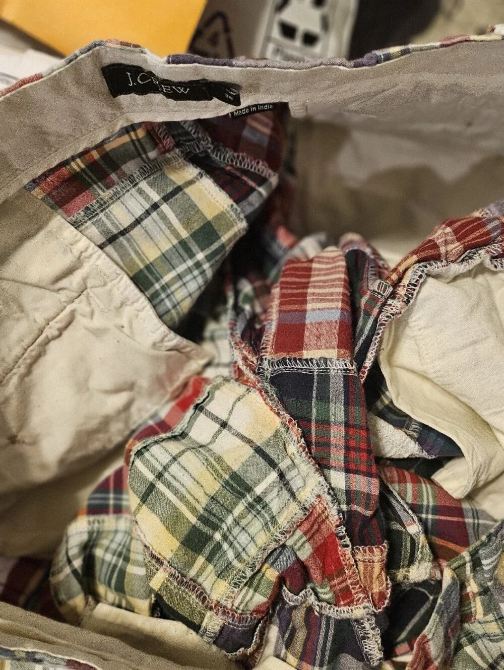 J Crew Mens 38 Madras Plaid Patchwork Shorts Classic 8